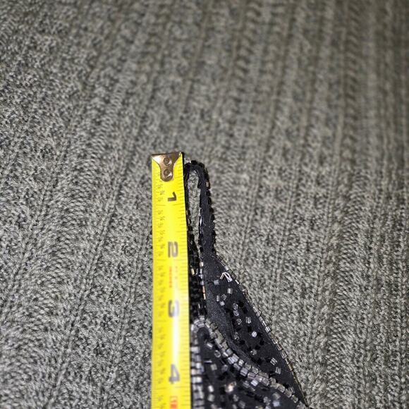 Chaudry Silk Beaded Formal Gown black Elegant Black TIe - Picture 4 of 16